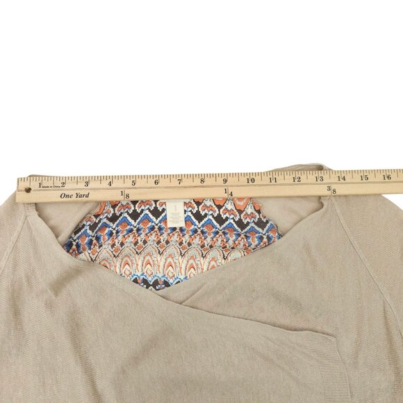 Chicos Open Front Cardigan Womens Size 1 US M/8 Sweater Tan Geometric Back - Picture 4 of 16